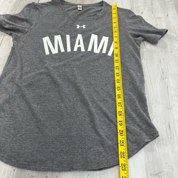 Under Armour Heat Gear Charged Loose Fit Gray Short Sleeve Miami T-Shirt Small - Picture 8 of 8